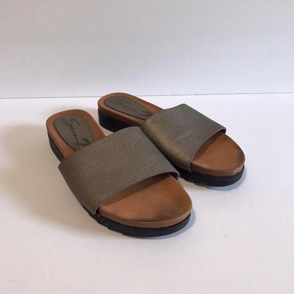 Seven7 Taupe Brown Slide Sandals
